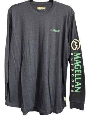 Magellan Outdoors Men's Navy/Charcoal Long Sleeve Tee - Large